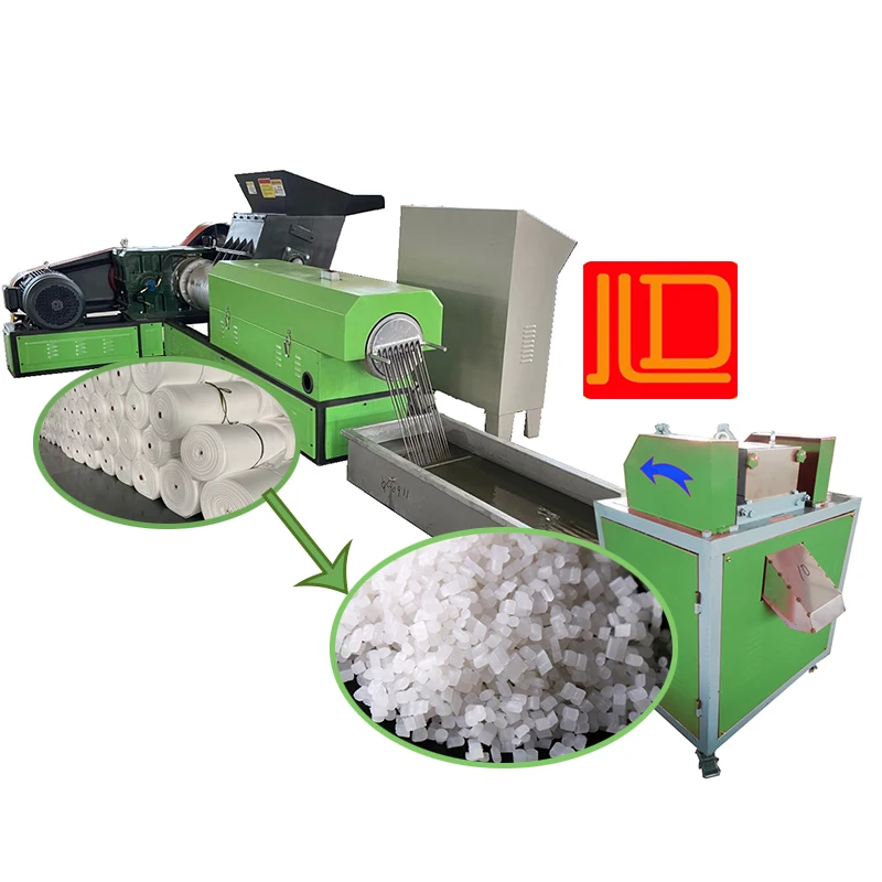 Pe Foam Scrap Recycling Machine Foamed Pe Plastic Recycling Extruder Granulator Machine