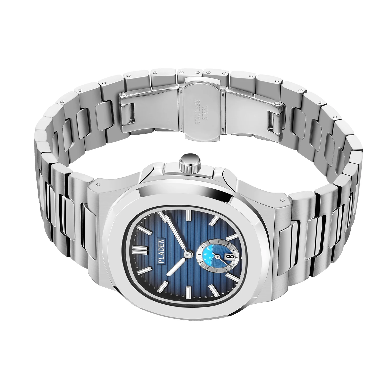 High End Men PLADEN Analog Quartz Wristwatch Elegance Watches Stainless Steel Relojes Hombre China Case OEM