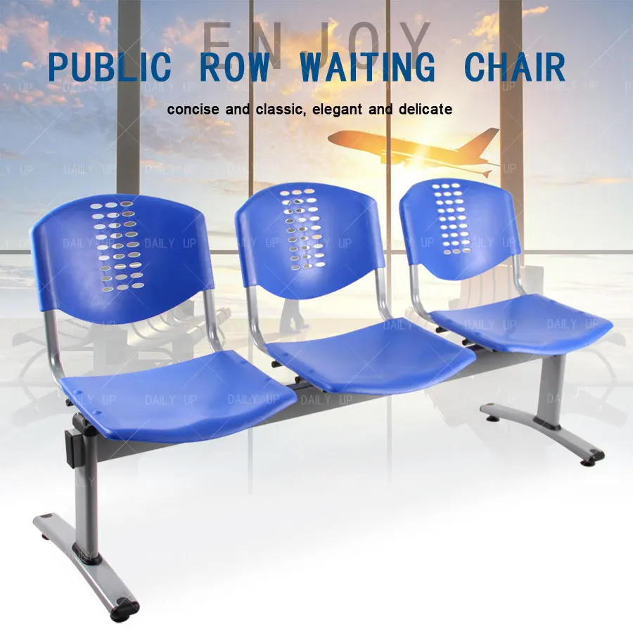 High Quality Station Waiting Bench With Metal Transom And Curved Back Durable Airport Chair Set For Public Area And Hospital