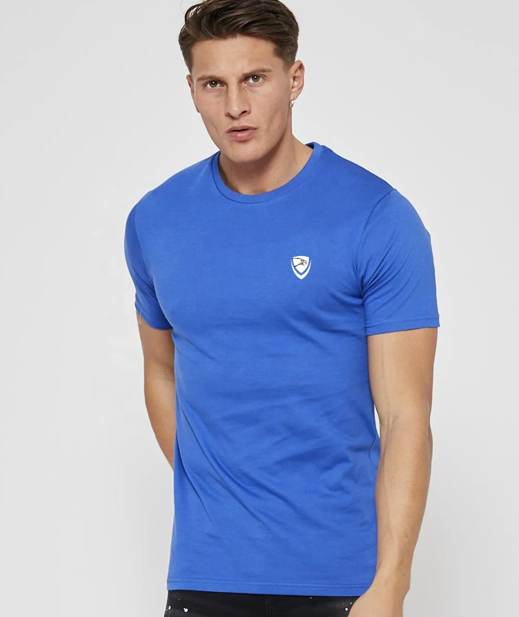 royal blue basic men t-shirt manufactured by hawk eye sports