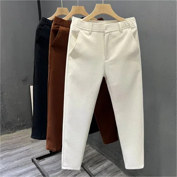 New high-grade men's casual pants summer fashion slim straight pants youth Korean version of nine point pants men's new.