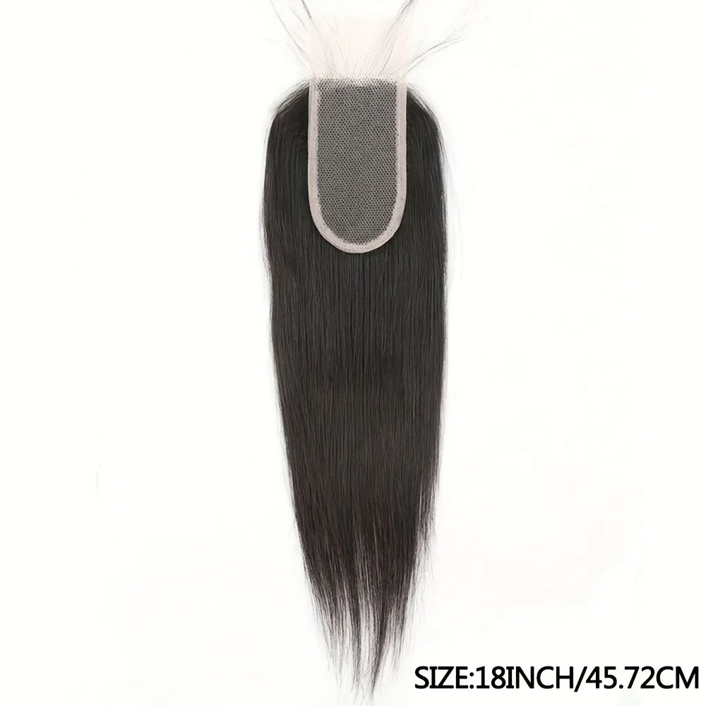 Straight Human Hair Lace Closure 2x4 Hand Tied Pre-plucked Baby Hairs Middle Part Natural Color Women_voghion.com