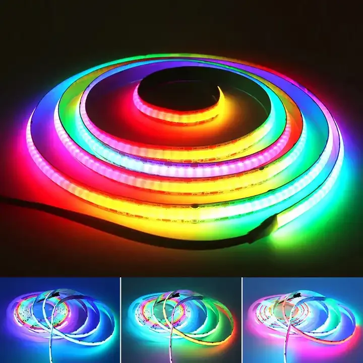 Addressable Magic Digital Dotless COB Stripe Tape 12V 24 12mm 720Leds 720 Chips Pixel Silicone Flex RGB Smart Led Strip Lights