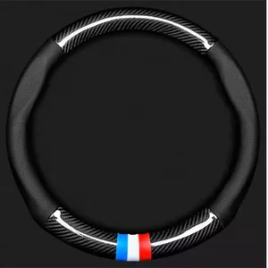 Custom logo Wholesale Sporty Grip Steering Wheel Cover PU Leather with Carbon Fiber Pattern Inner Circle for Car Steering Wheels