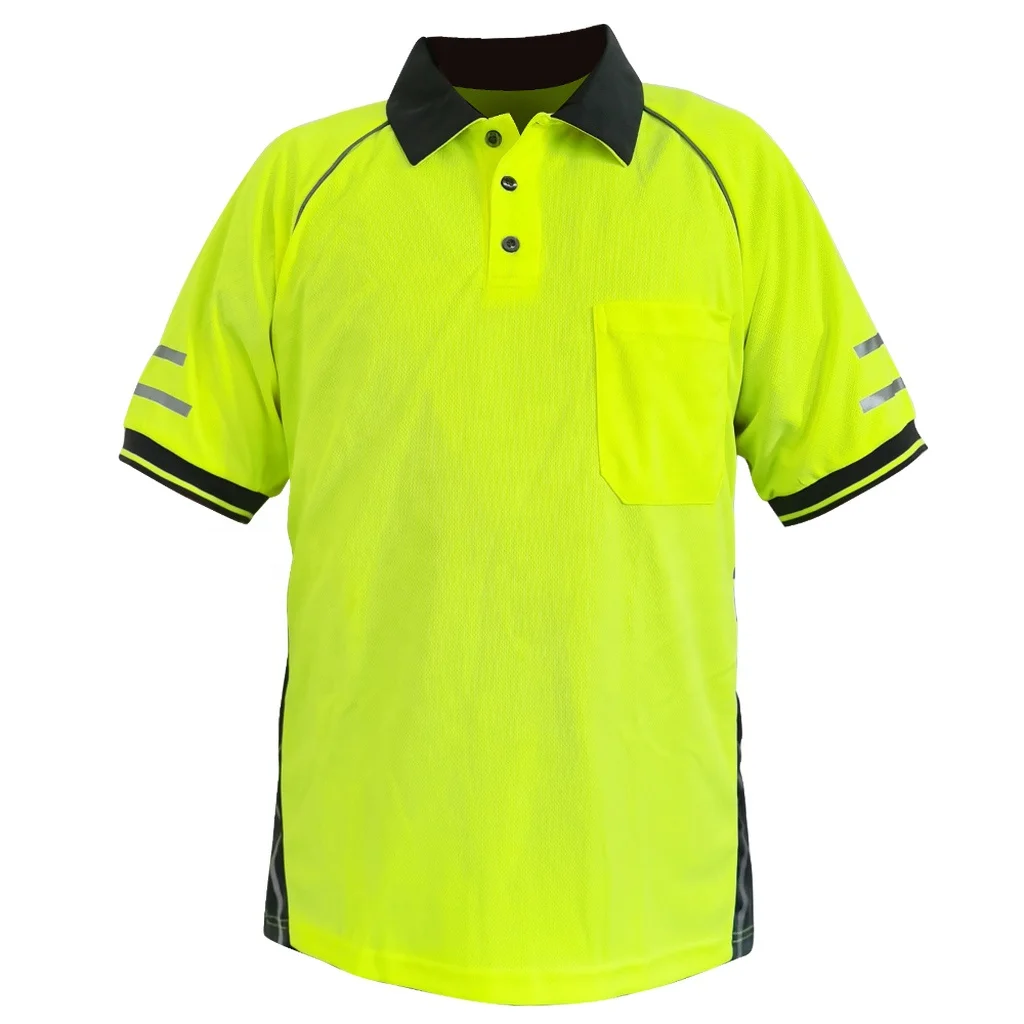 Hi-vis Short Sleeve Moisture Wicking Performance Athletic Casual Golf Collared Safety Work Polo Shirts