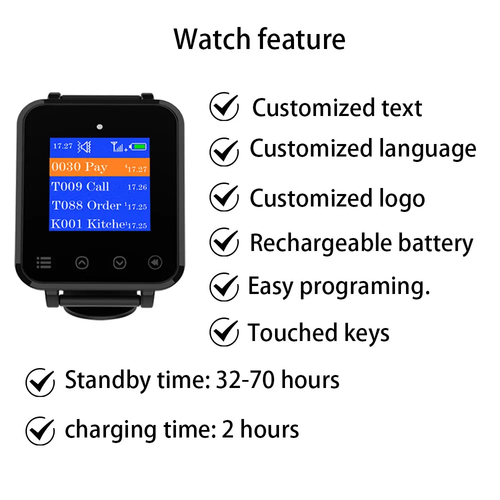 Artom Waiter Call Button with Menu Stand and Different Texts in Other Languages Wireless Calling System Service Caller