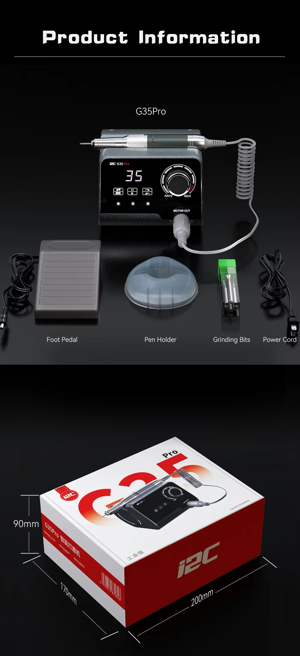 I2C G35/G35Pro Anti-Shake Wireless Grinding Pen Type-C Fast Charging Lightweight Portable for Phone Repair Polishing