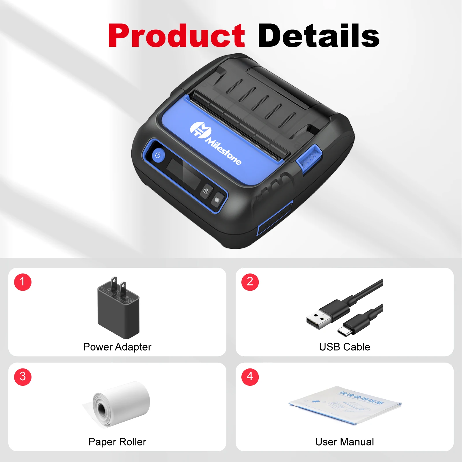 MHT-P80F Portable Thermal Label Printer 80mm Wireless for Cable ...
