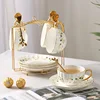 Bone China Pumpkin 4-Piece Set (Cups & Saucers + Stand+Spoons)