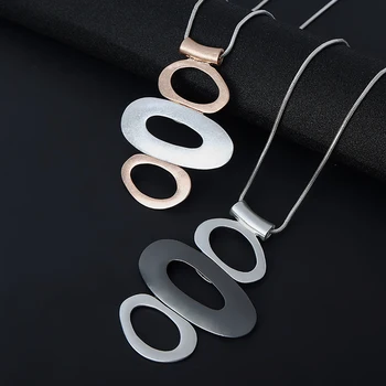 TongLing necklace women custom vintage alloy three loop ring circle strand string rope pendant long necklace for women girl