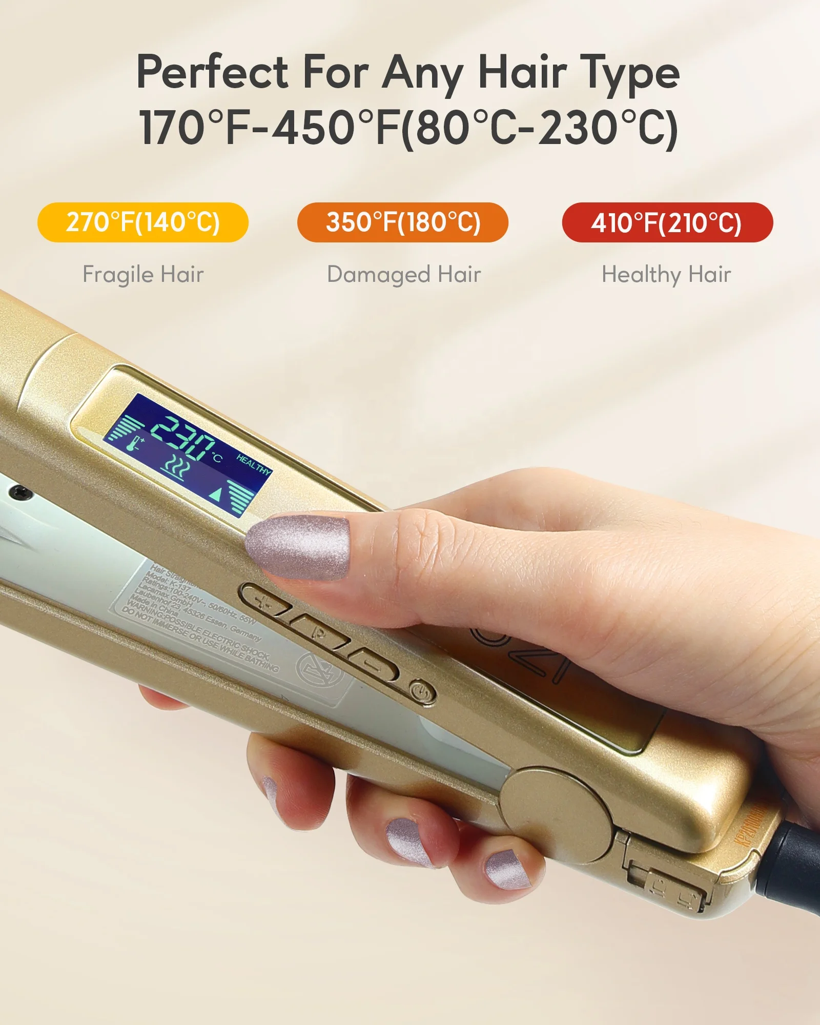 Kipozi Kp 137 Hair Curler Ceramic Ionic Lcd Curling Iron Hair Waver