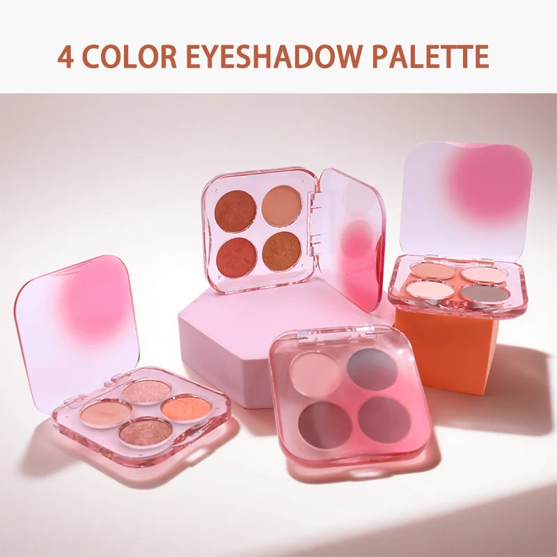 New Arrival OEM 4-Color Portable Eye Shadow Palette Shimmer and Matte Cosmetics Eyeshadow Palette for Valentines Day Gifts supplier