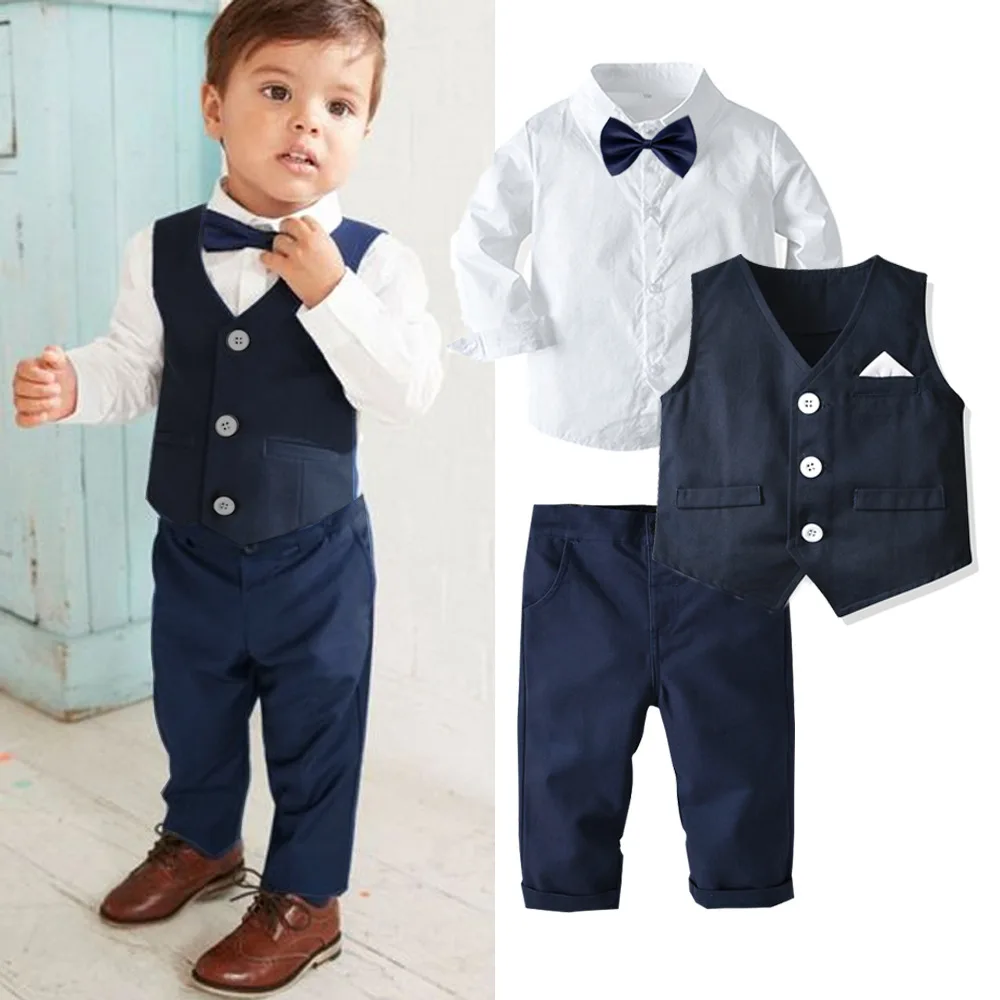 Trajes Elegantes Formales Para Niños,Conjuntos De 3 Piezas,Chaleco,Chaquetas Y Pantalón,Traje De Lujo Para Niños De 1 Er Cumpleaños - Buy Muchachos Caballero Pantalones Niños 3 Piezas Chaqueta Conjuntos,Blanco Formal De