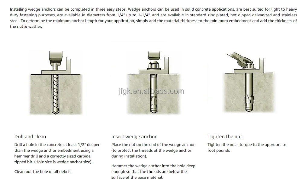 Wedge Undercut Anchor Through Bolt Zinc Plated Concrete Screw Sleeve