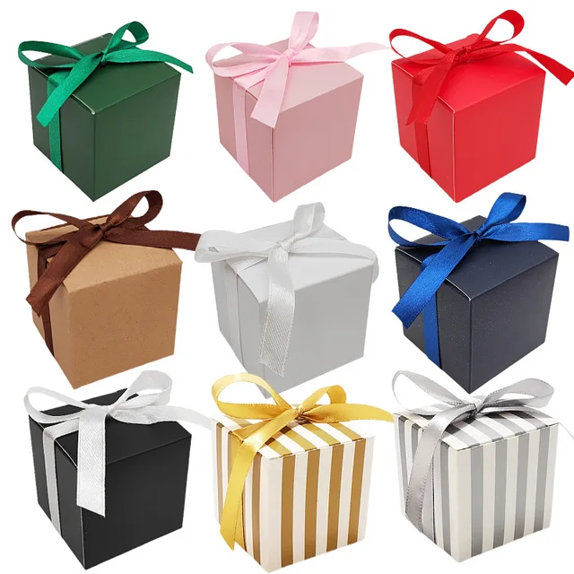 Simple Luxury Candy Paper Box 5.5*5.5*5.5cm square Small Candy Paper Box for Party Wedding Small Gift Packaging Paper Box