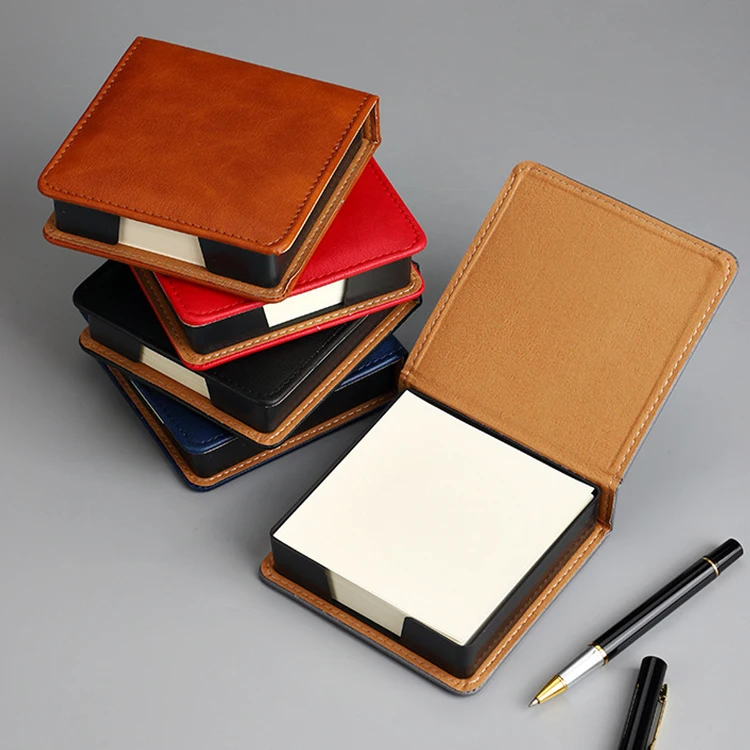 Factory Supply Creative Leather Box Pad With Custom Logo Business Office Notepad Sticky Notes Clipboard