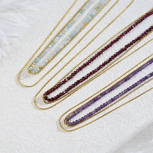 Elegant 18K Gold & Stainless Steel 3-Layer Snake Chain Necklace for Women Featuring Amethyst Natural Stone for Gift Occasions