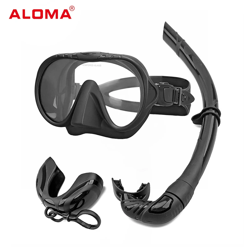 Aloma Hot Sale Frameless Colorful Tempered Glass Oval Diving Mask Scuba Mask freediving low volume mask