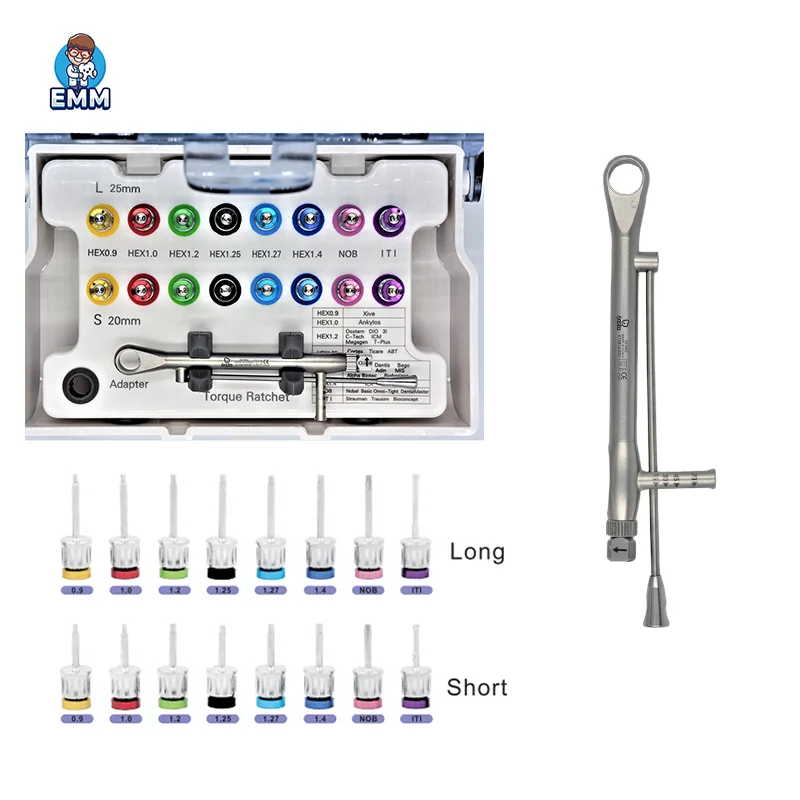 Universale Instrumentum Dentalium pro Implantis, Scalpella Torquentia et Claves Torquentes 203A5 pro Tractatione Dentali.