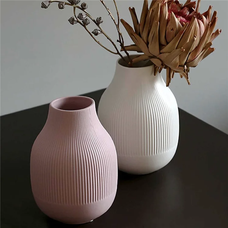 GREY AND PINK FLOWER VASE CERAMIC POTTERY CONTEMPORARY VASE FOR FLOWERS VASES 