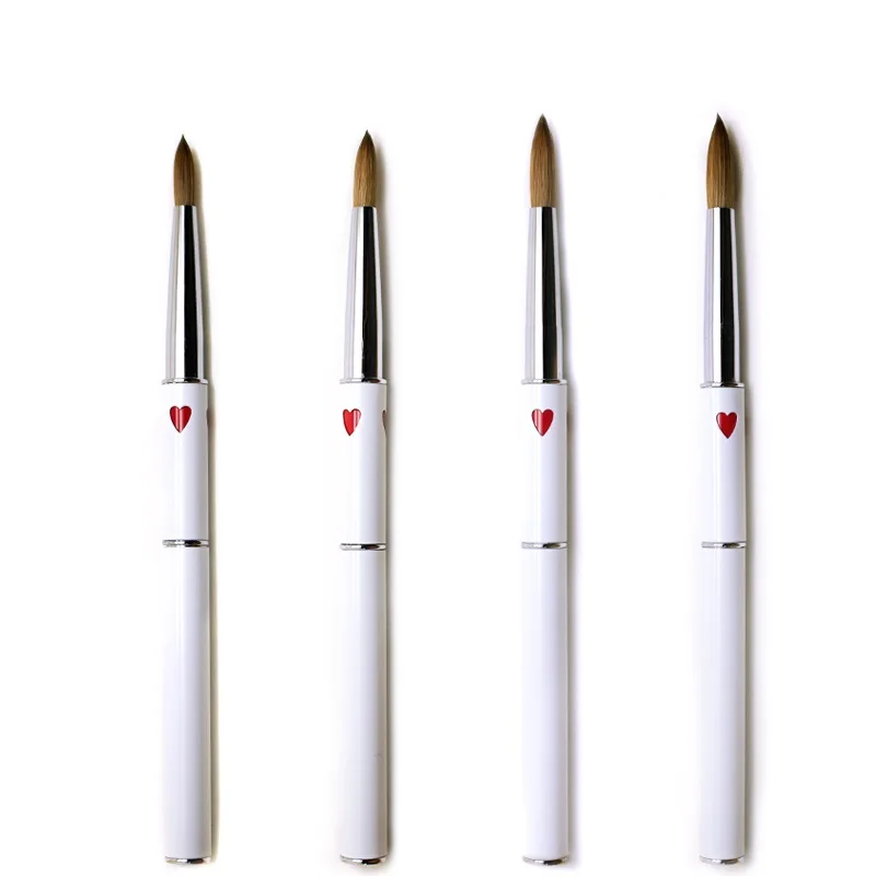 Pure Kolinsky Germany Oval Round Sable Nail Brush Metal Acrylic with Metallic Handle Salon Beauty Use Available Private Label