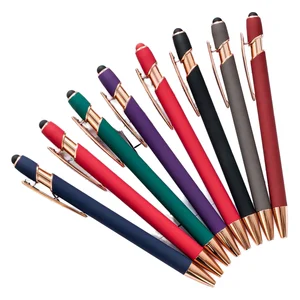 Customizable Logo Rose Gold Retractable Ballpoint Aluminum Barrel Spray-Coated Press 1.0mm Metal Touch Screen Animal