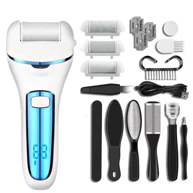 Electric Pedicure Callus Remover Stainless Steel Dead Skin Grinder with LED Display USB Charging Foot File for Foot Cleaning