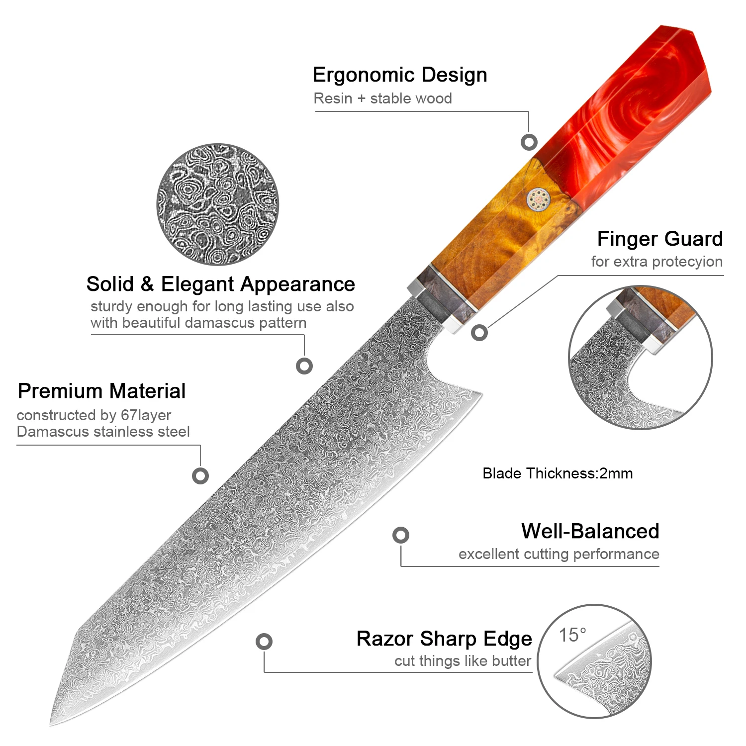 damascus knife chef