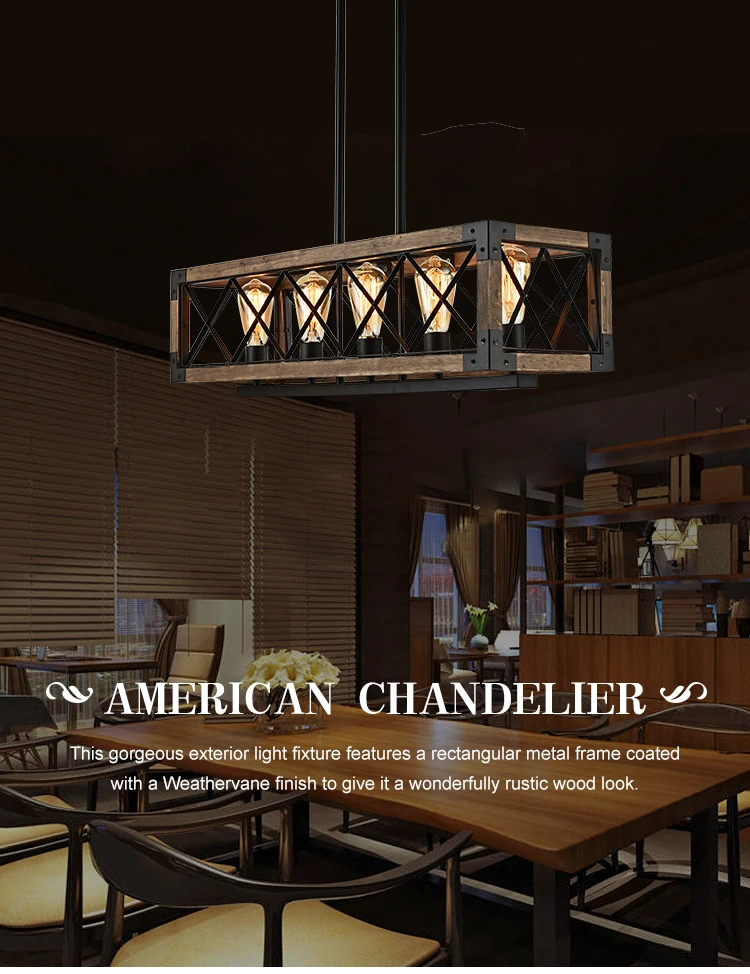 Indoor Modern Retro Luxury Kitchen Rectangle Art Deco Decoration Chandeliers & Pendant Lights