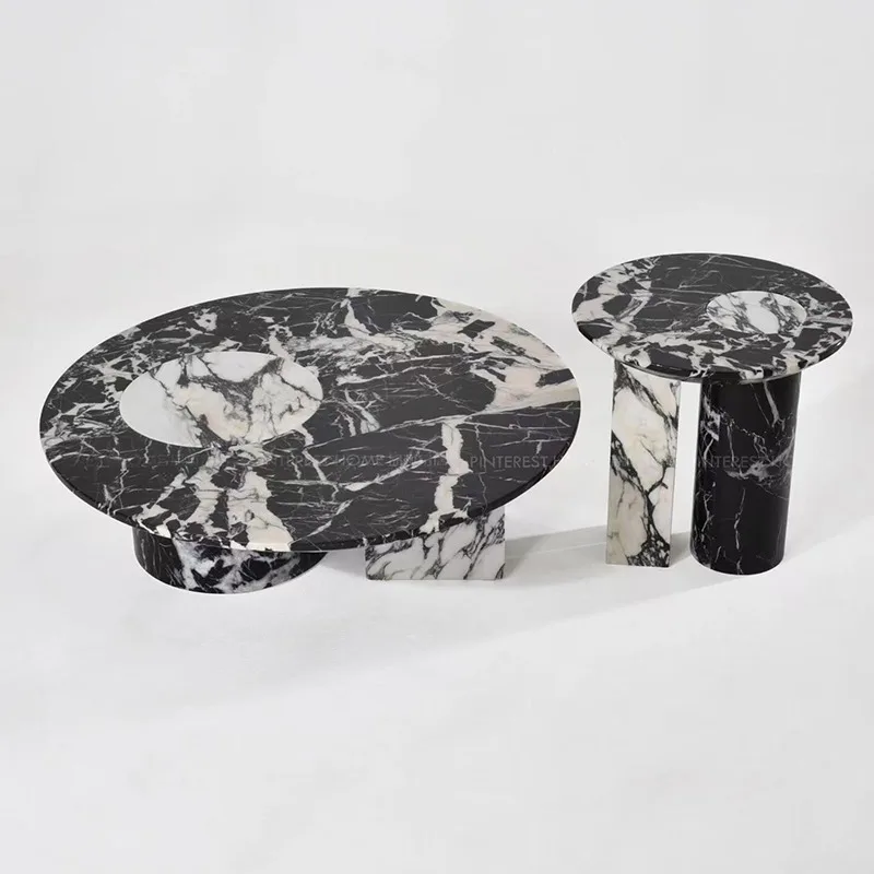 product elegant black marble coffee table natural stone side table home furniture living room dining apartment home office outdoor-1