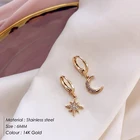 Earrings 361L Stainless Steel Earrings Wholesale 2022 Trendy Ladies Jewelry 14k Gold Moon Star Pendant Earrings
