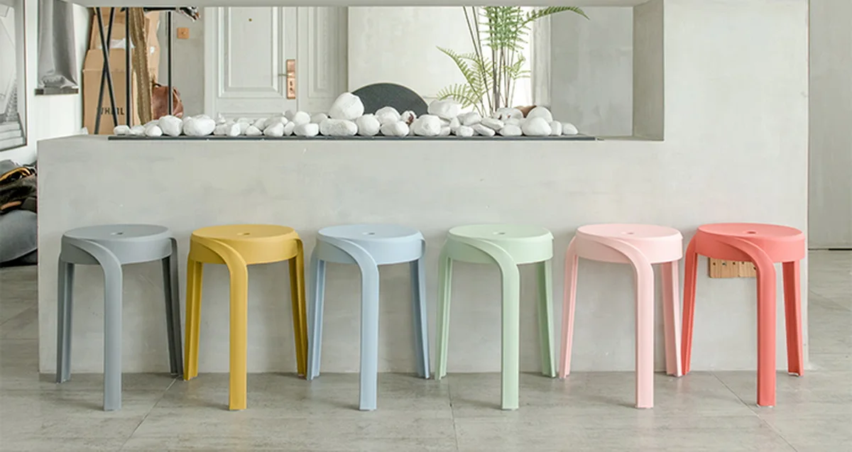 Project Furniture Matching High Quality Multi Colour Available Stackable Plastic Round Stools