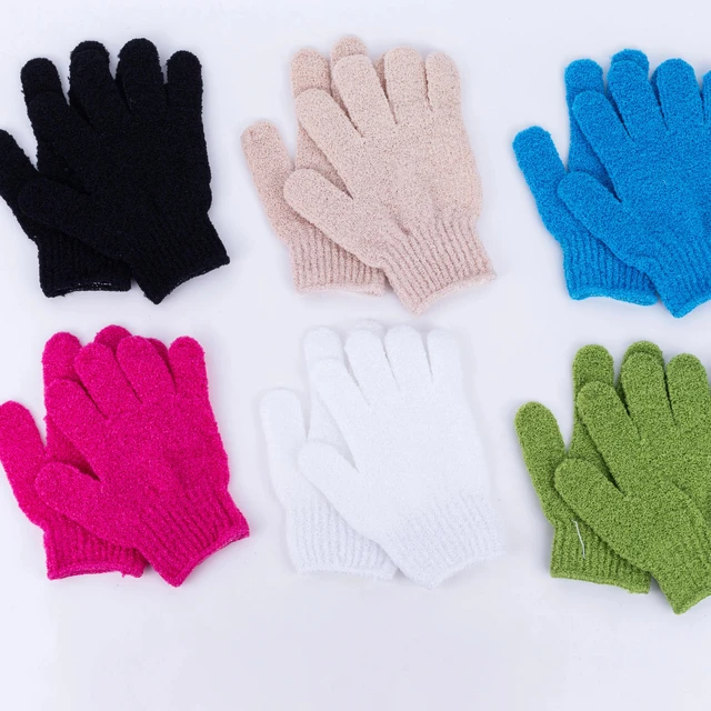 2023 Household Shower Nylon Five Fingers Soft Clean Gloves Exfoliating  Bath Gloves