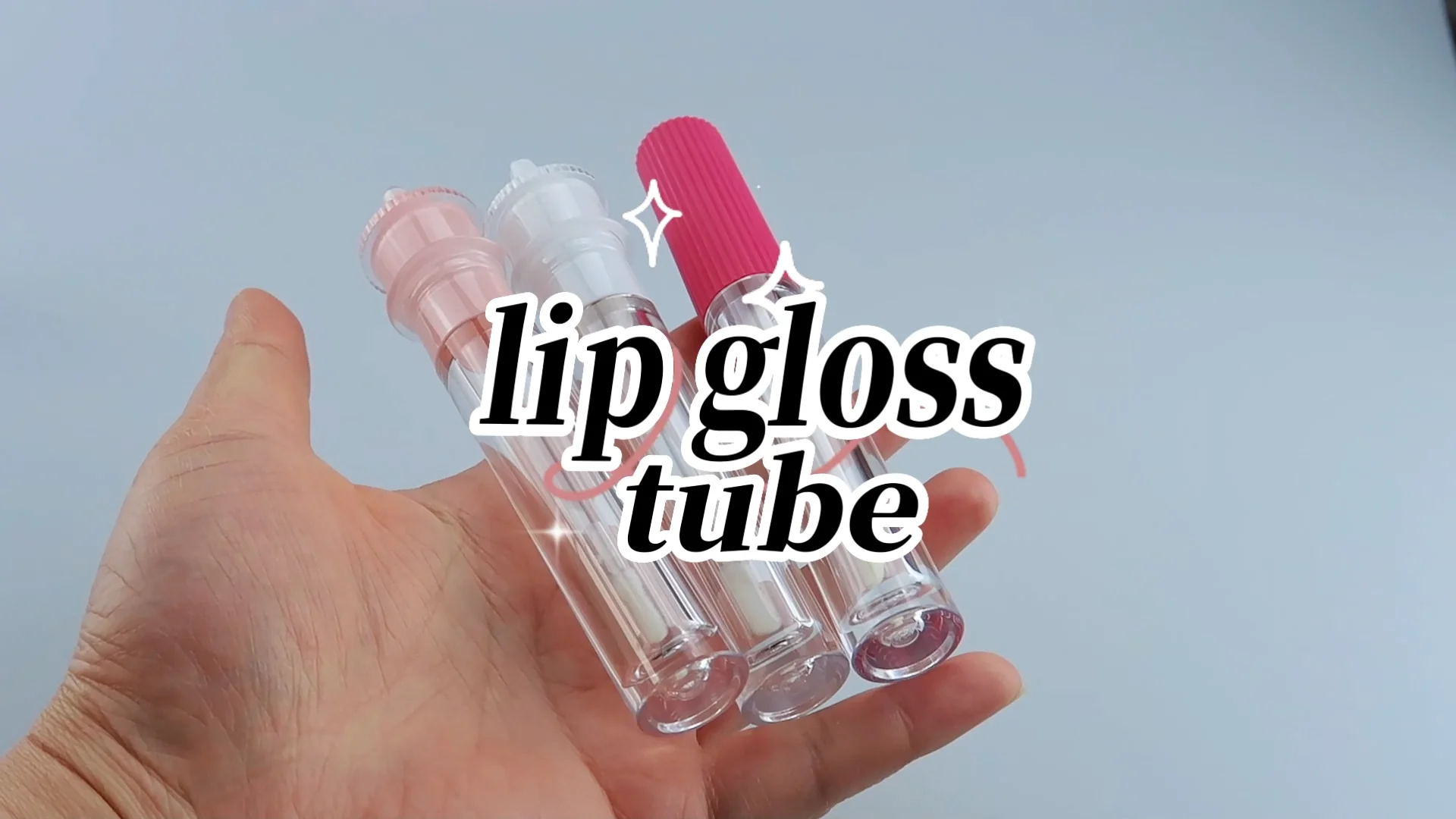 Custom Cute Mini 6ml Lip Gloss Tube Pink Transparent Plastic Container