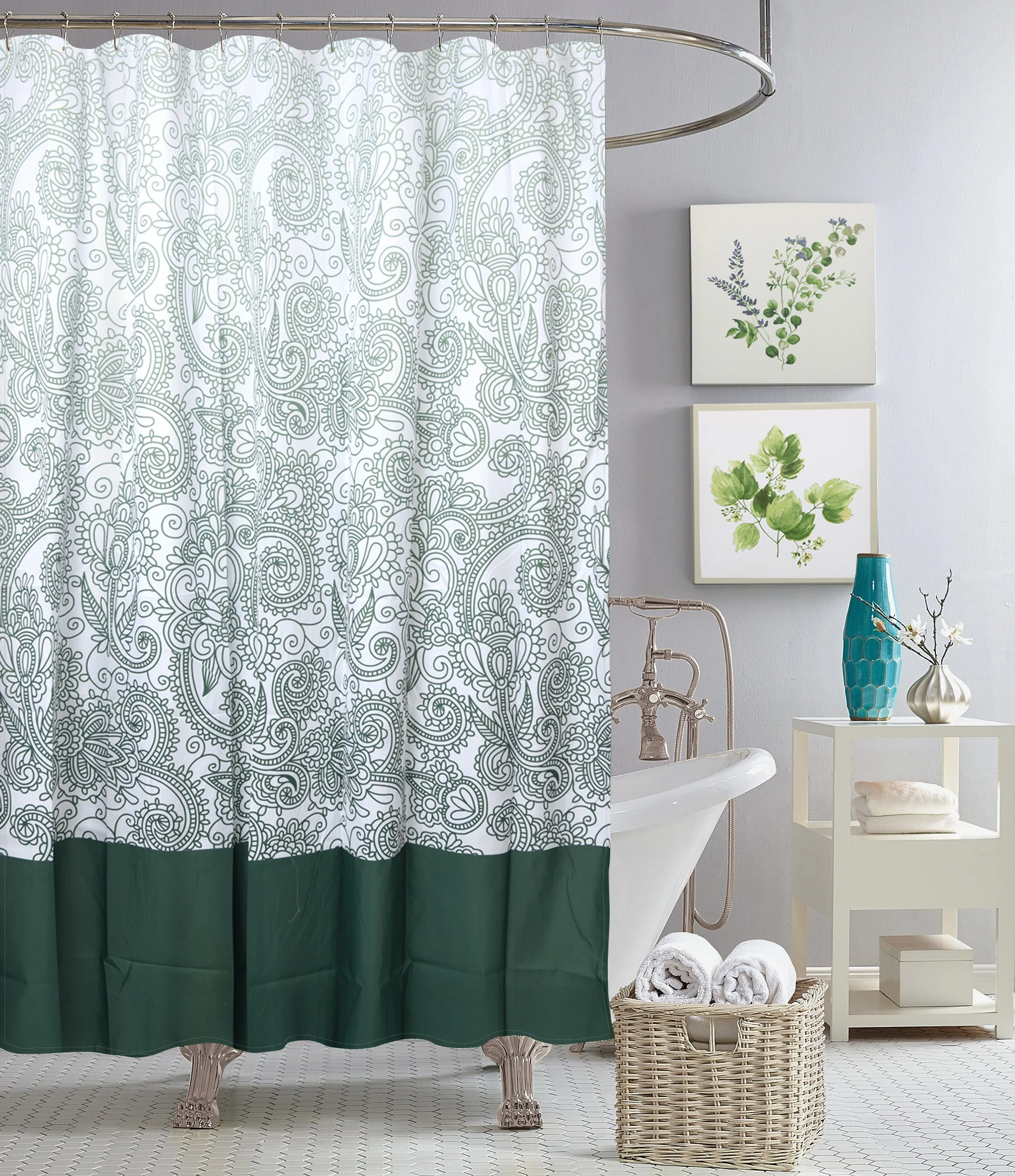 Popular Different Color Repeat  with 12pcs Hooks for Bathroom Accessories Luxury Bathroom Curtain Set