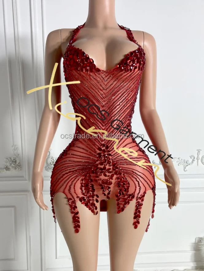 Ocstrade Diamond Sexy Women Birthday Club Dresses Deep V Neck