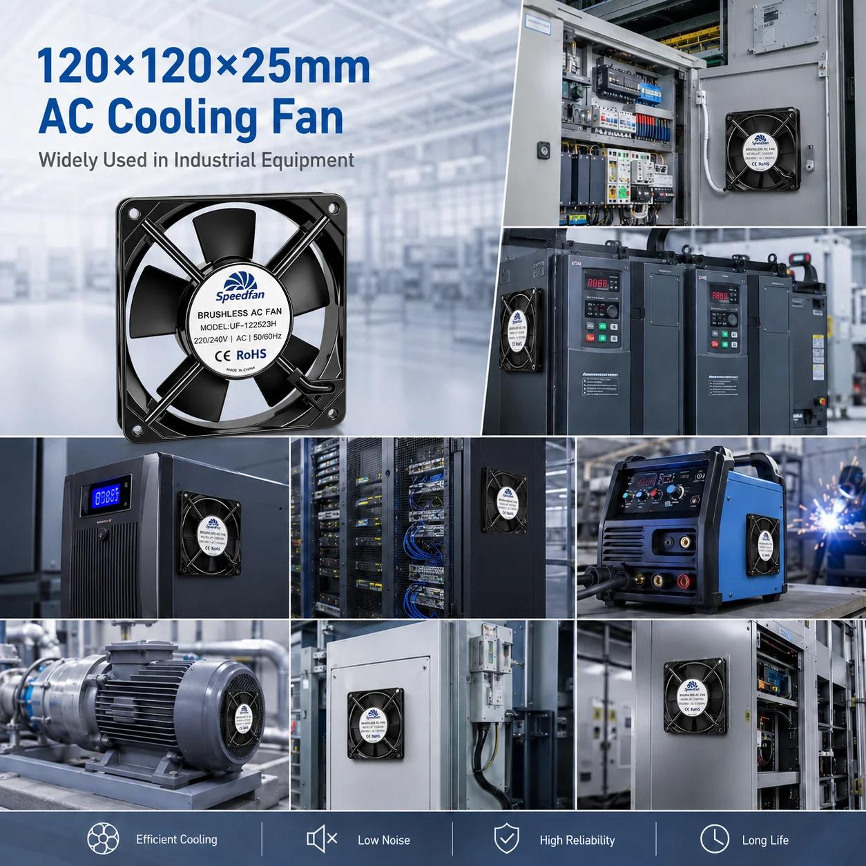Cooling Fan, 120x120x25mm, 230V, 240V, Brushless - detail 8