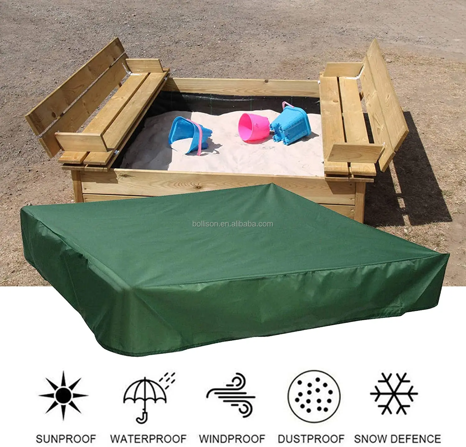 jaspenybow Sandbox Cover Square Dustproof Protection Sandbox Cover with Drawstring Waterproof Sandpit Pool Cover 95 UV Resistant Childrens Toy Garden Small Pool Waterproof Sunshade