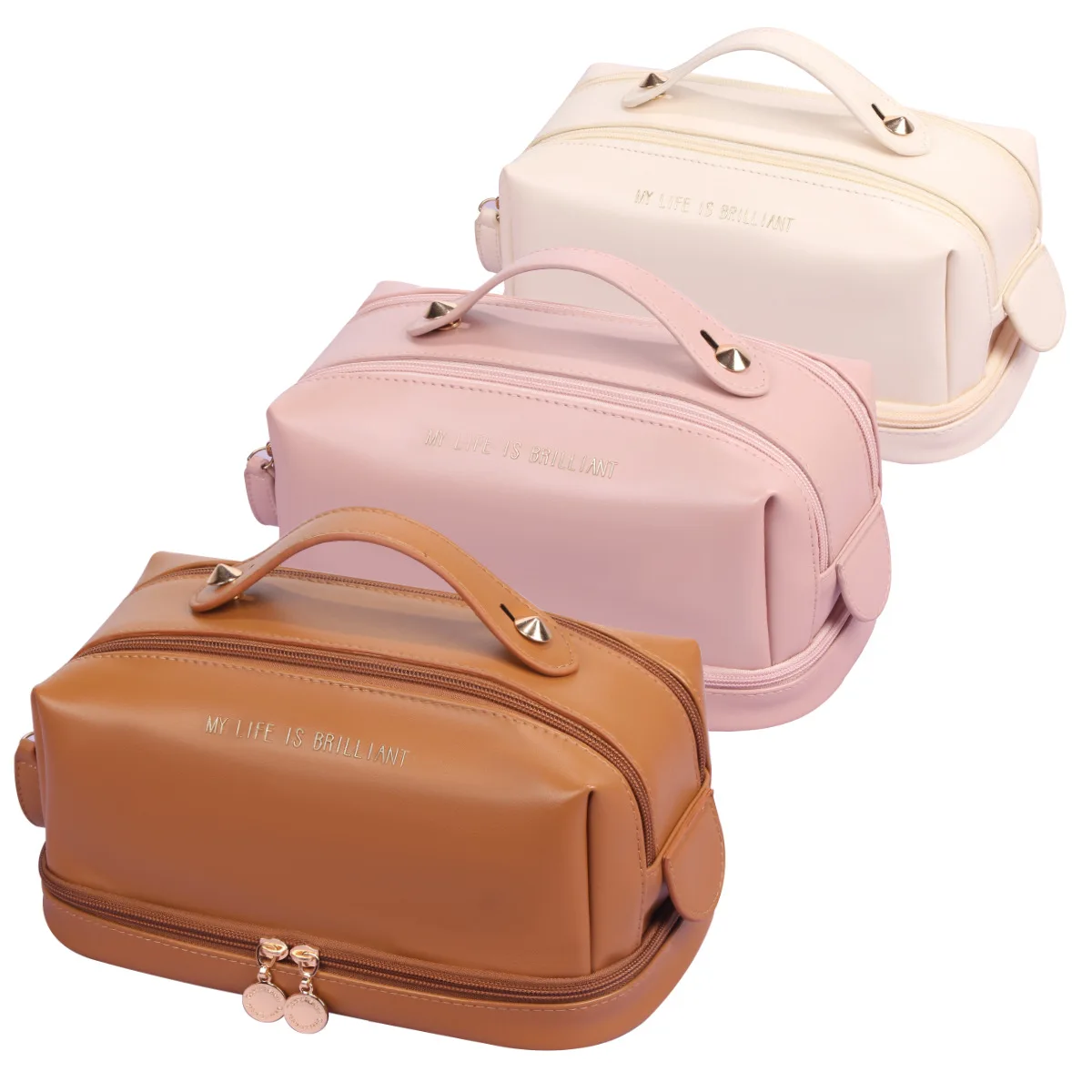 Pu Leather Cosmetic Travel Makeup Bag for Girls Women Brush Bags Reusable Toiletry Bag