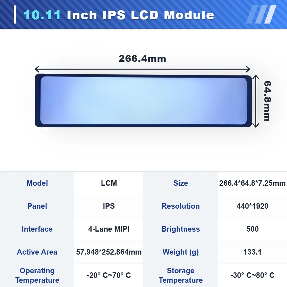 WEITAI 10.11 Inch TFT IPS LCD Panel Monitor 440x1920 Resolution 500cd/m Brightness MIPI Interface Panel Mounting for Smart Home details