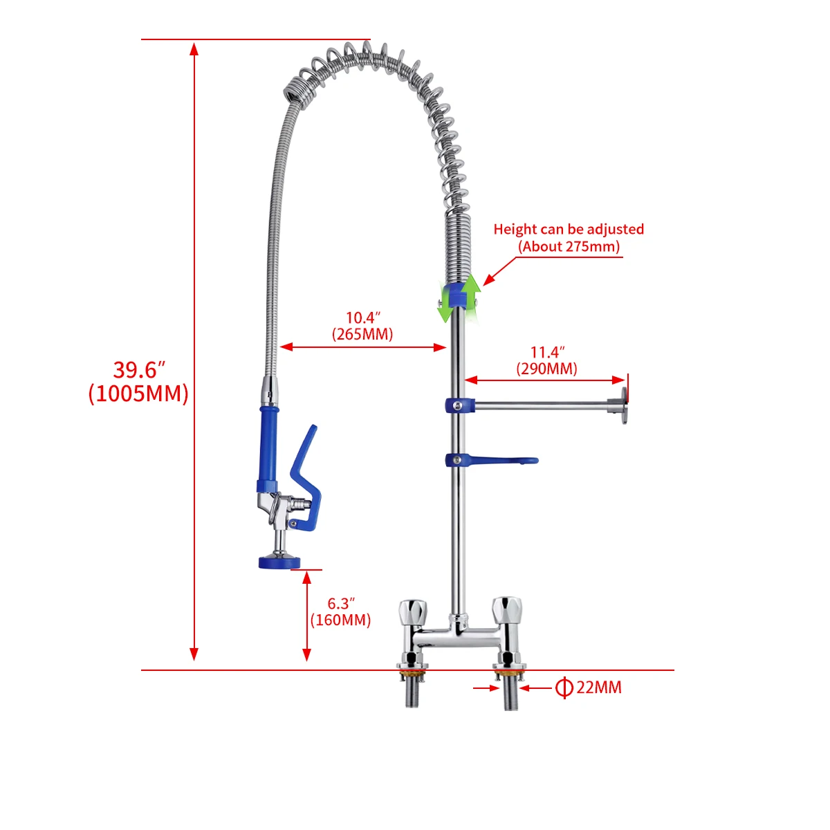 Commercial Kitchen Faucet with Classic Style Dual Hole Brass and SUS304 Pull Sprayer and Spring Mixer 2 Function Sink Faucet factory