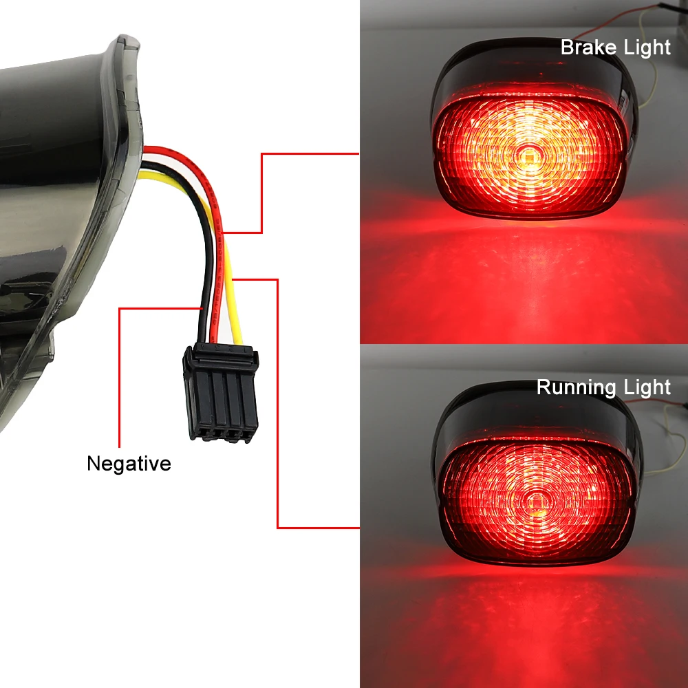 Motorcycle Smoke LED Tail Brake Light Fits for 1999-Up Big Twin or Sportster Models OEM Squareback Taillight