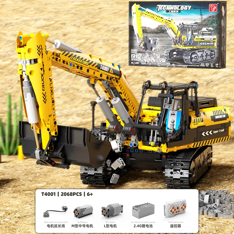 Liangjun T4001 Science and Technology Mechanical  Electric Remote Control Excavator Assembling Building Block Toys