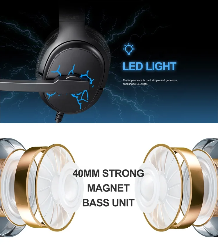 H213U Havit Quality Custom Logo Led Wier Head Phones Stereo Office Bass Wire on Ear Headset Headphones Usbheadset