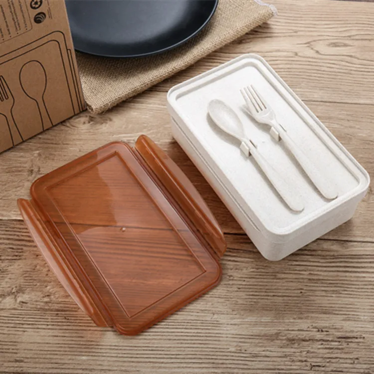 Пластиковые столовые приборы из пшеничной соломы, экологически чистый детский Ланч-бокс из пшеничной соломы