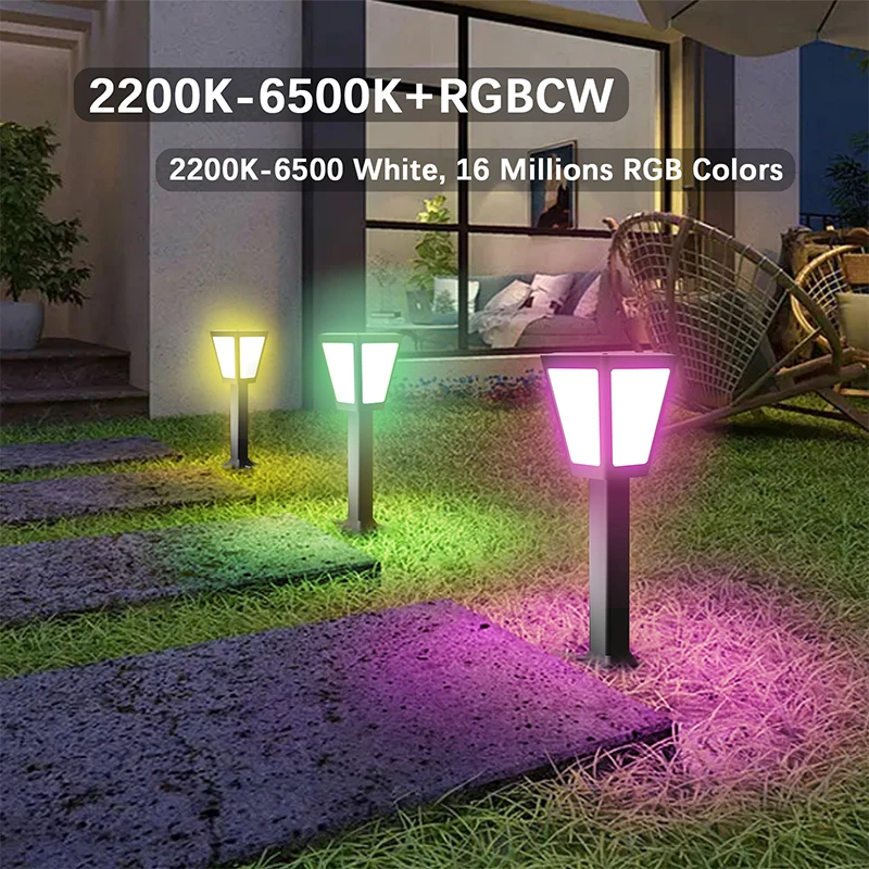 product 2 pack factory smart waterproof ip67 led garden bollard lights for outdoor landscape yard pathway garden-38