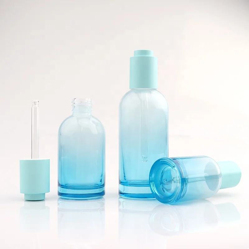 Luxury Custom Round Cosmetic 30ml 60ml 100ml Hair Oil Frosted Round Bottom Glass Bottle Serum Essential Oil Dropper Bottle