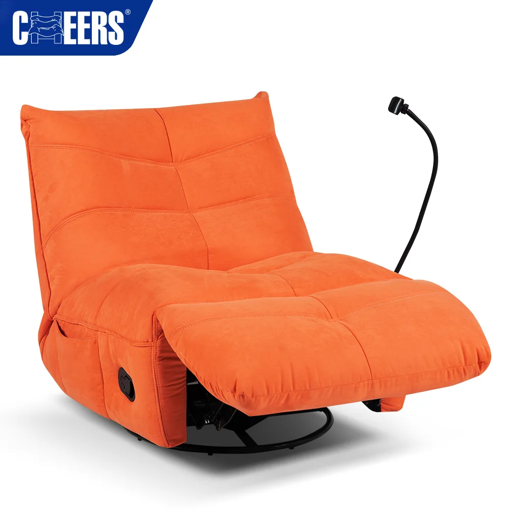 Modern Recliner Bean Bag Chair CHEERS Orange Fabric Sofa