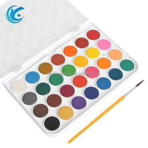 28 Solid Watercolor Paint Set Portable Travel Water Color Paint Set with Water Brushes  Mixing Palette