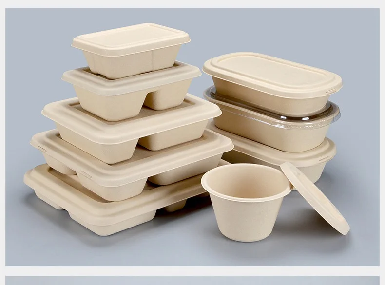 Disposable Salad Bento Box Light Meal Sushi Takeaway Packing Box Bamboo pulp tableware 100% biodegradable, compostable manufacture